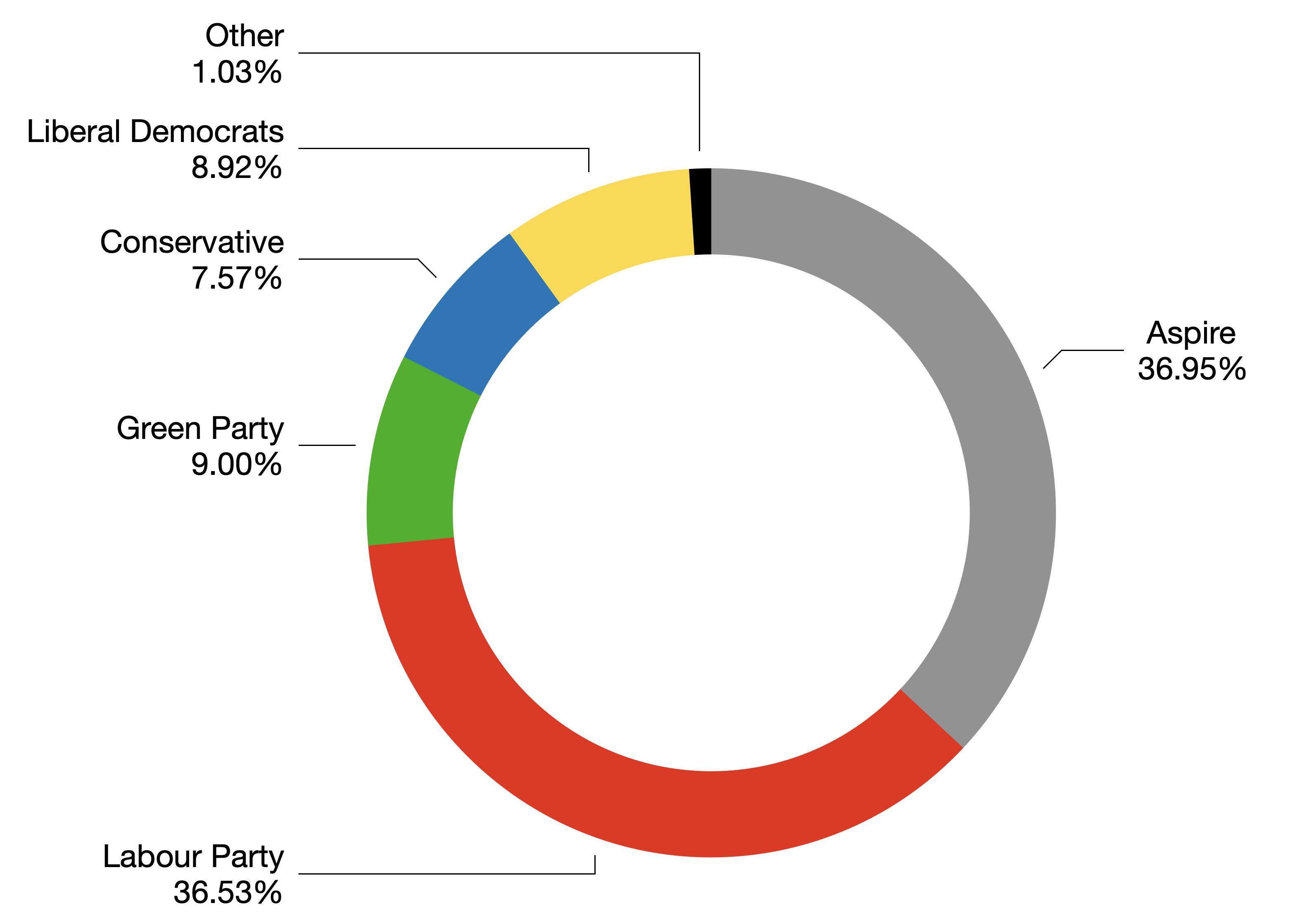 Pie chart of local election results